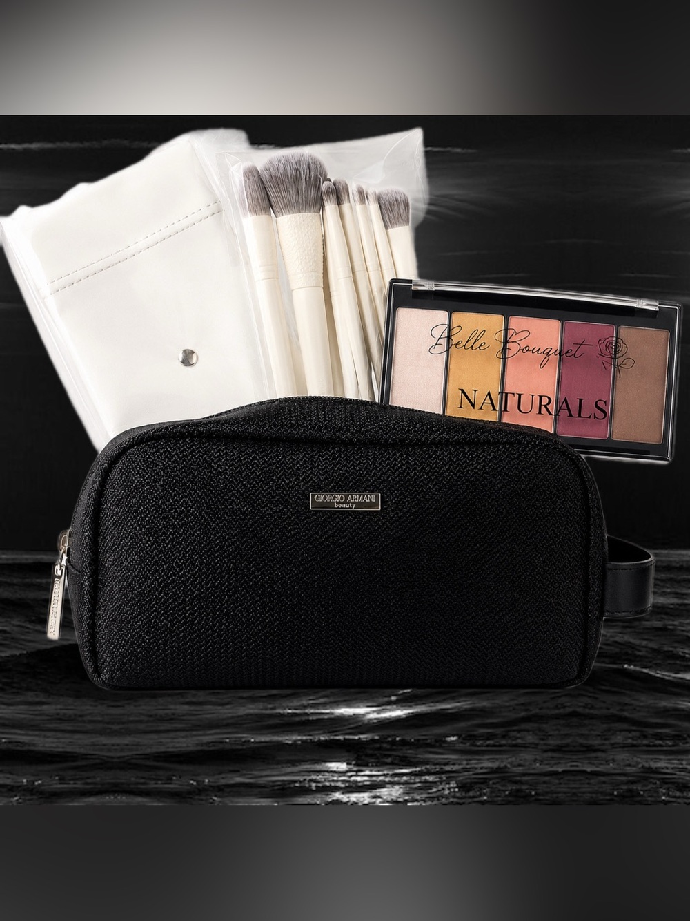 Giorgio Armani Black Textured Men’s Toiletry Bag